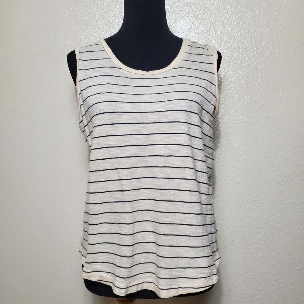 Madewell Women's Top Ivory Stripe S Sleeveless